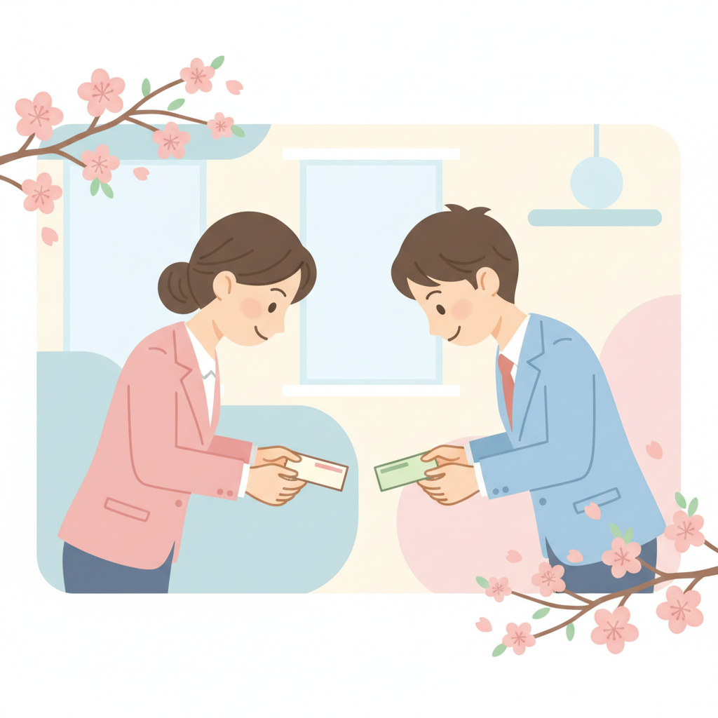 Japanese business card exchange: presenting meishi with both hands and a bow