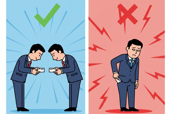 Business card exchange OK vs NG