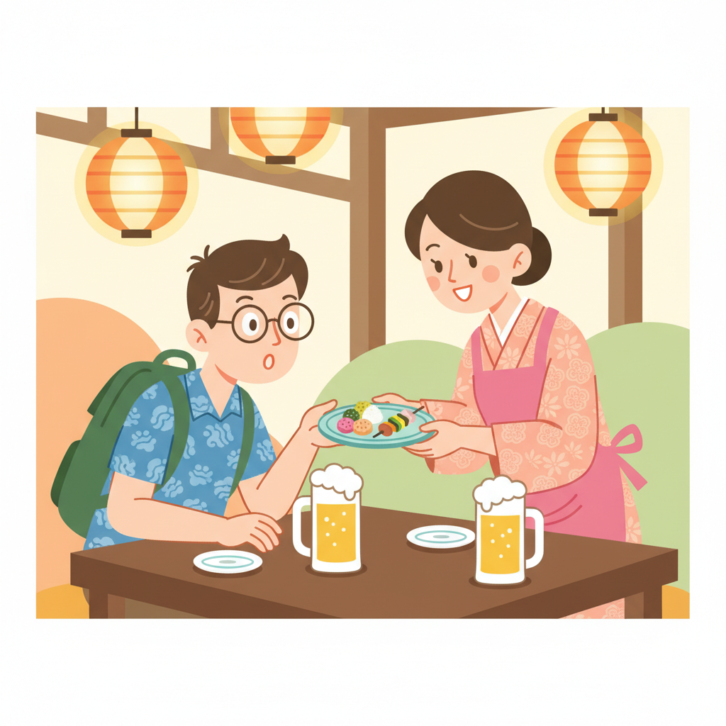 Izakaya otoshi: a small appetizer served as a seating charge at Japanese pubs