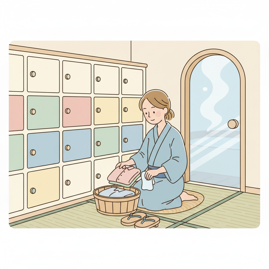 Onsen dressing room: how to prepare before entering a Japanese hot spring bath