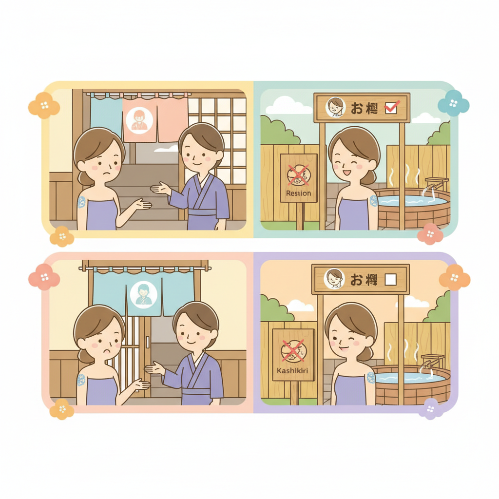 Onsen tattoo policy: private rental baths are available for tattooed visitors