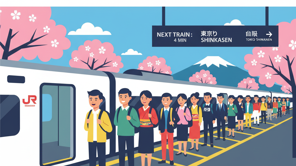 Queue etiquette in Japan: orderly lines at train platforms and shops