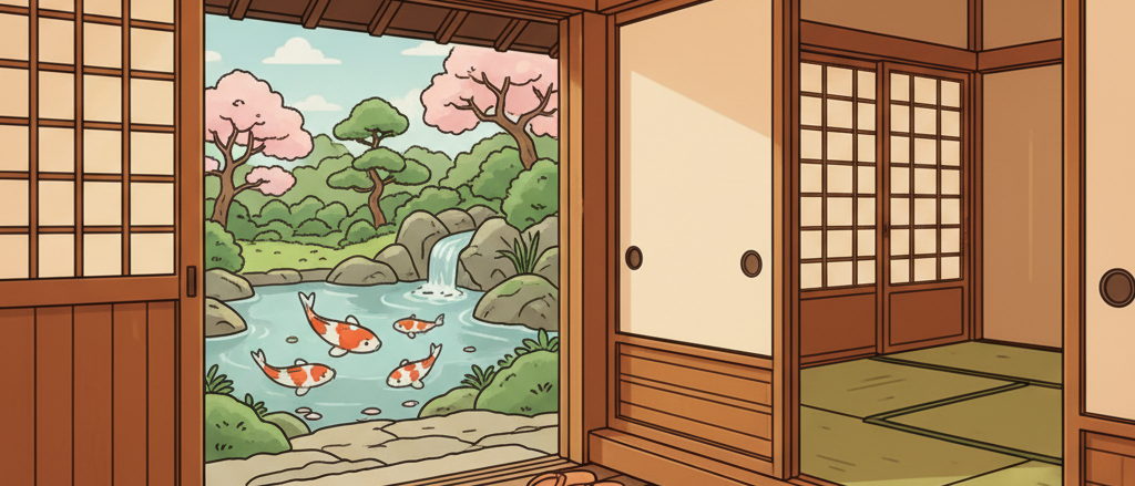 Japanese shoes and ryokan etiquette illustration