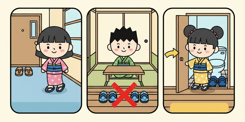 Japanese slipper zones in a ryokan
